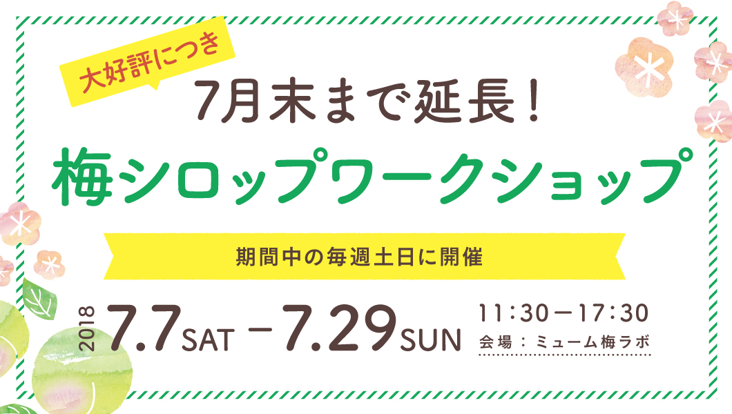 大好評につき延長します!【梅シロップWORK SHOP】